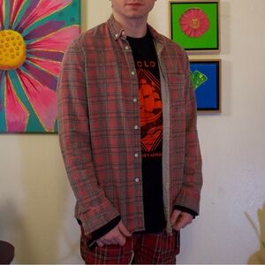 TopMan Red Plaid Button-Up Shirt